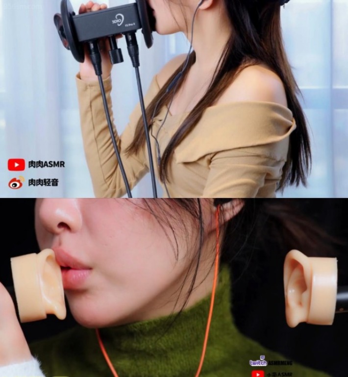 小萌ASMR 高领露肩裙+肉肉ASMR 米色一子肩